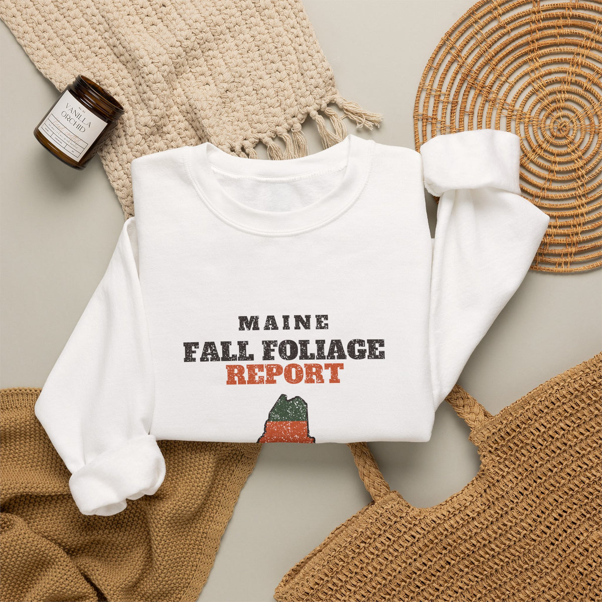 Maine Fall Foliage Report Map Crewneck Sweatshirt