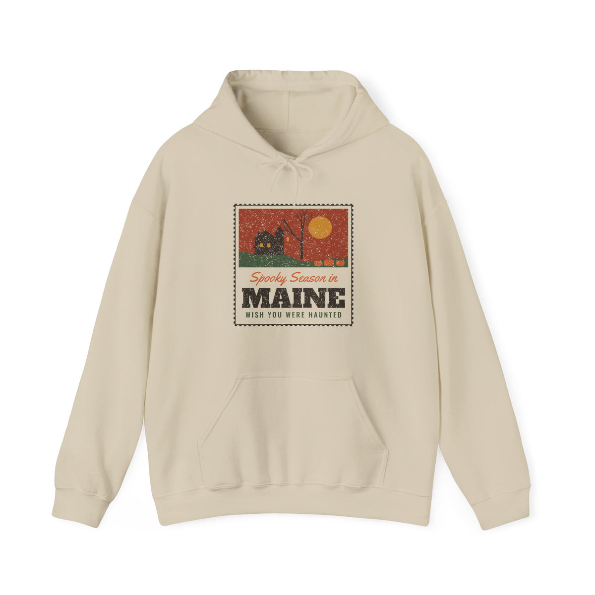Spooky Season in Maine Haunted Postcard Hoodie