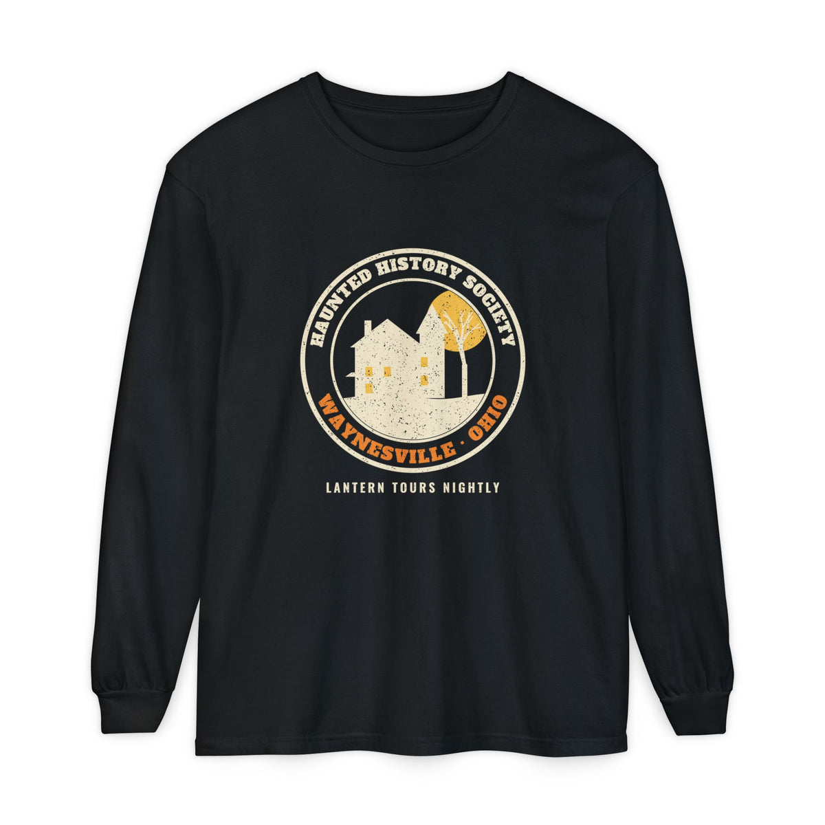 Waynesville Ohio Haunted History Society Seal Long Sleeve Tee