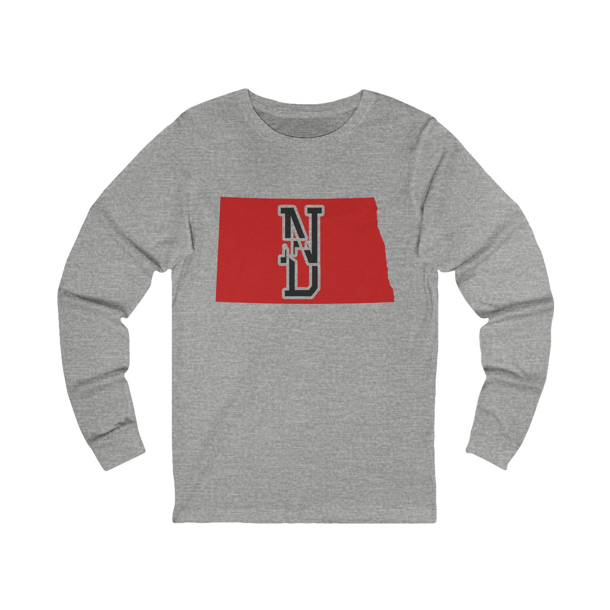 North Dakota Varsity Monogram Map Long Sleeve Tee