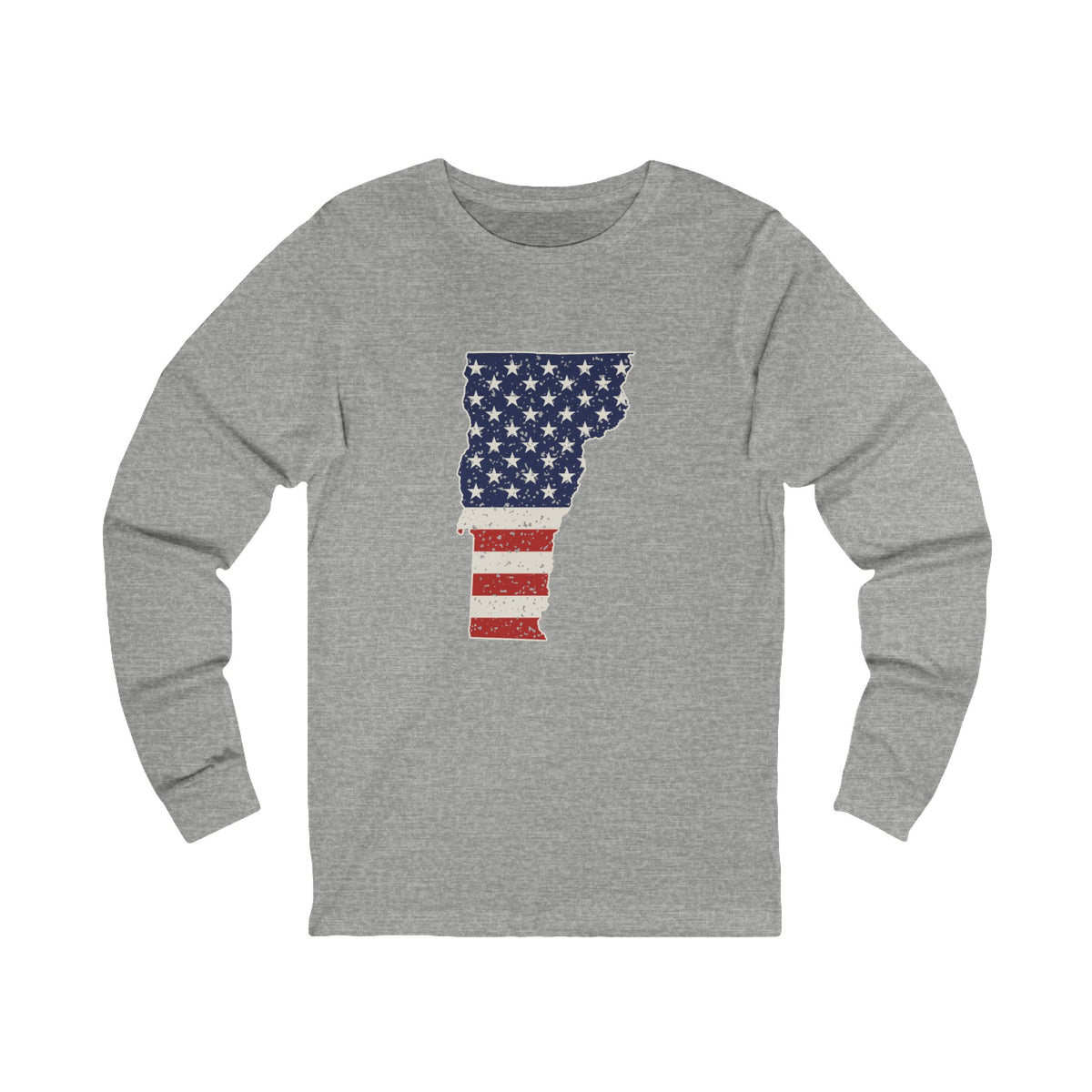 Vermont American Flag Map Long Sleeve Tee