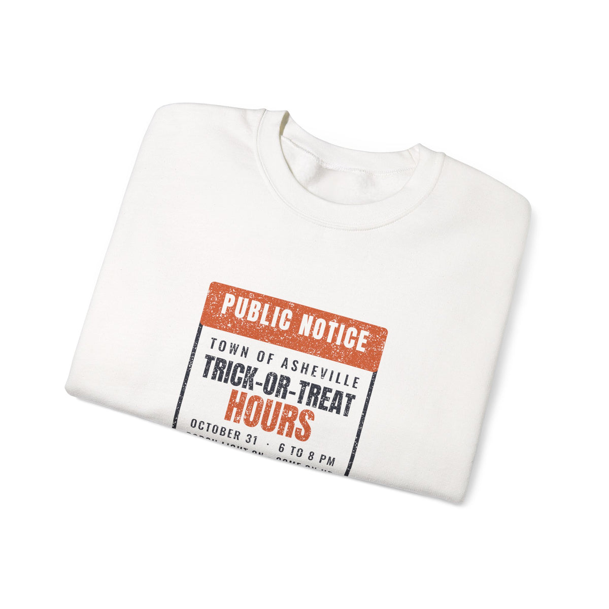 Asheville North Carolina Trick-or-Treat Hours Notice Crewneck Sweatshirt