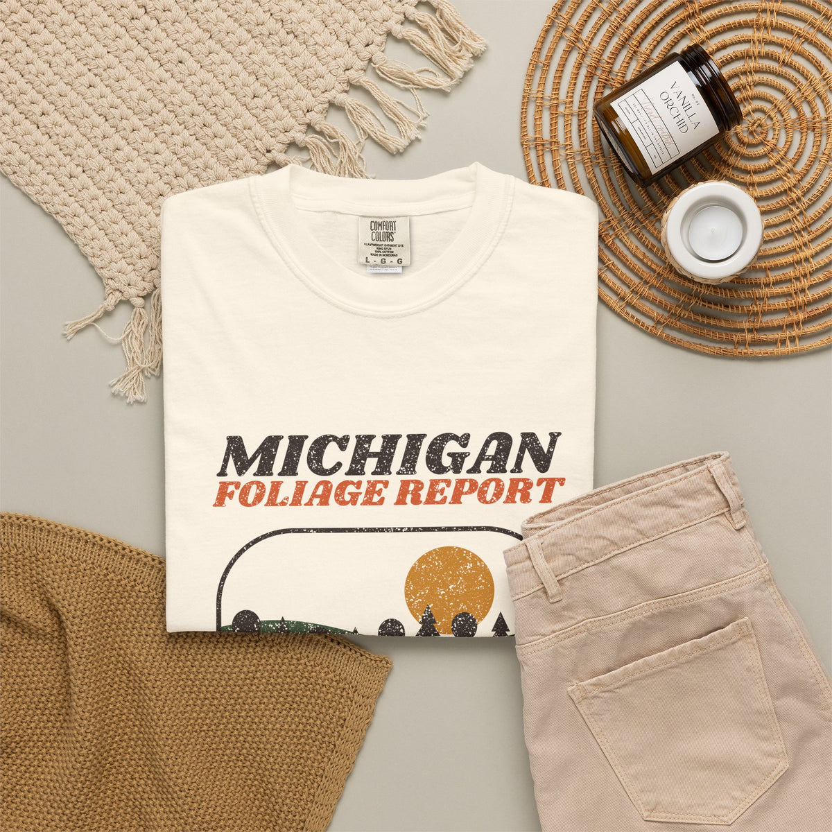 Michigan Foliage Report Retro Landscape T-Shirt