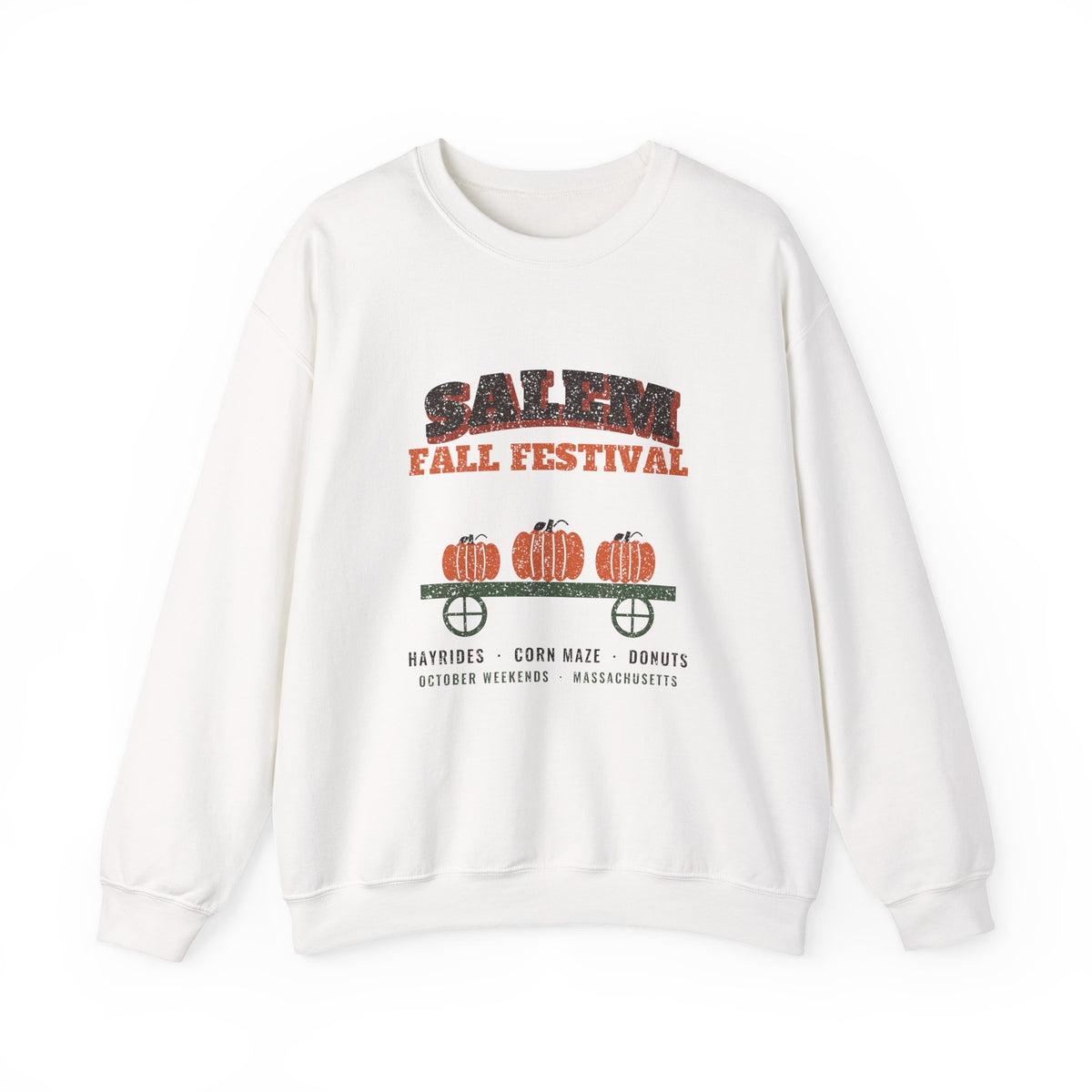 Salem Massachusetts Fall Festival Hay Wagon Crewneck Sweatshirt