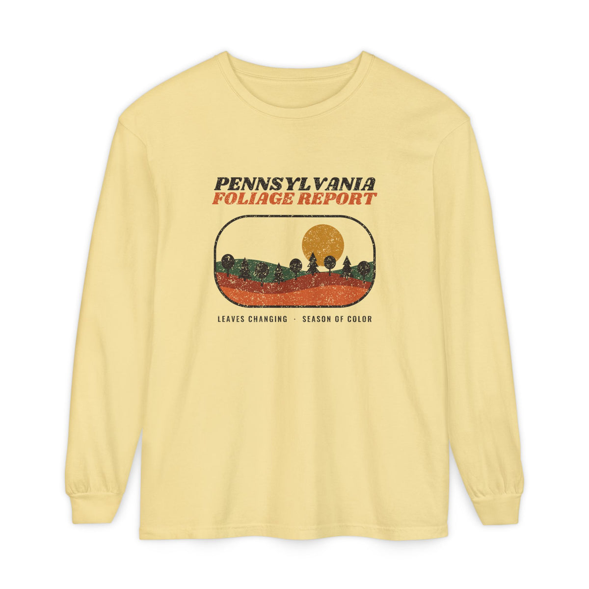 Pennsylvania Foliage Report Retro Landscape Long Sleeve Tee