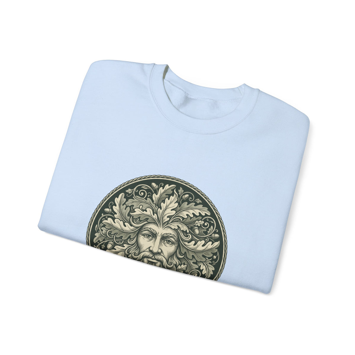 Green Man Oak Leaf and Acorn Medallion Crewneck Sweatshirt