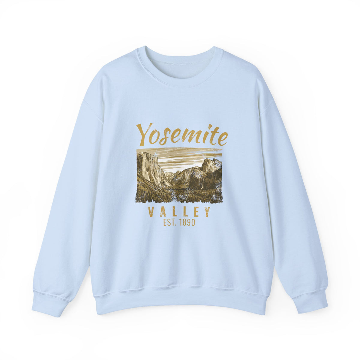 Yosemite Valley Est 1890 Granite Cliffs Engraving Crewneck Sweatshirt