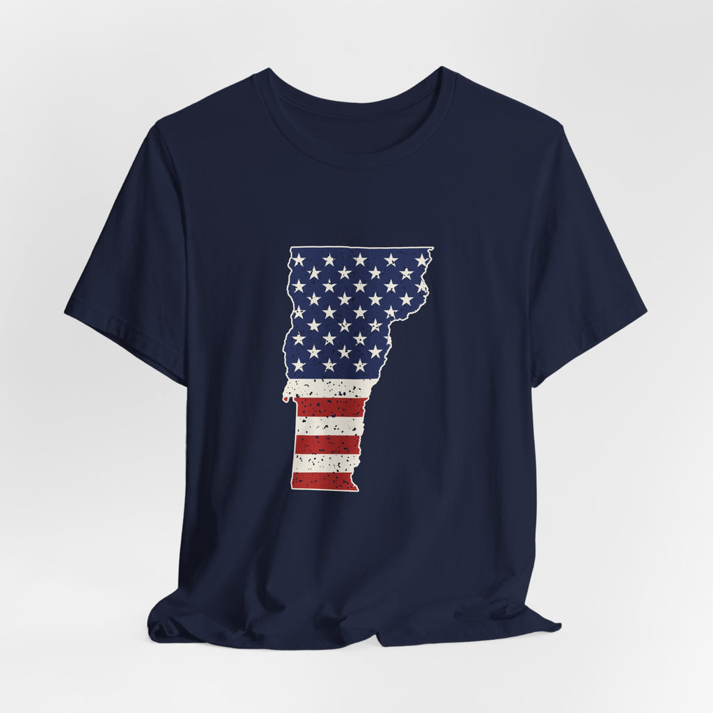 Vermont American Flag Map T-Shirt
