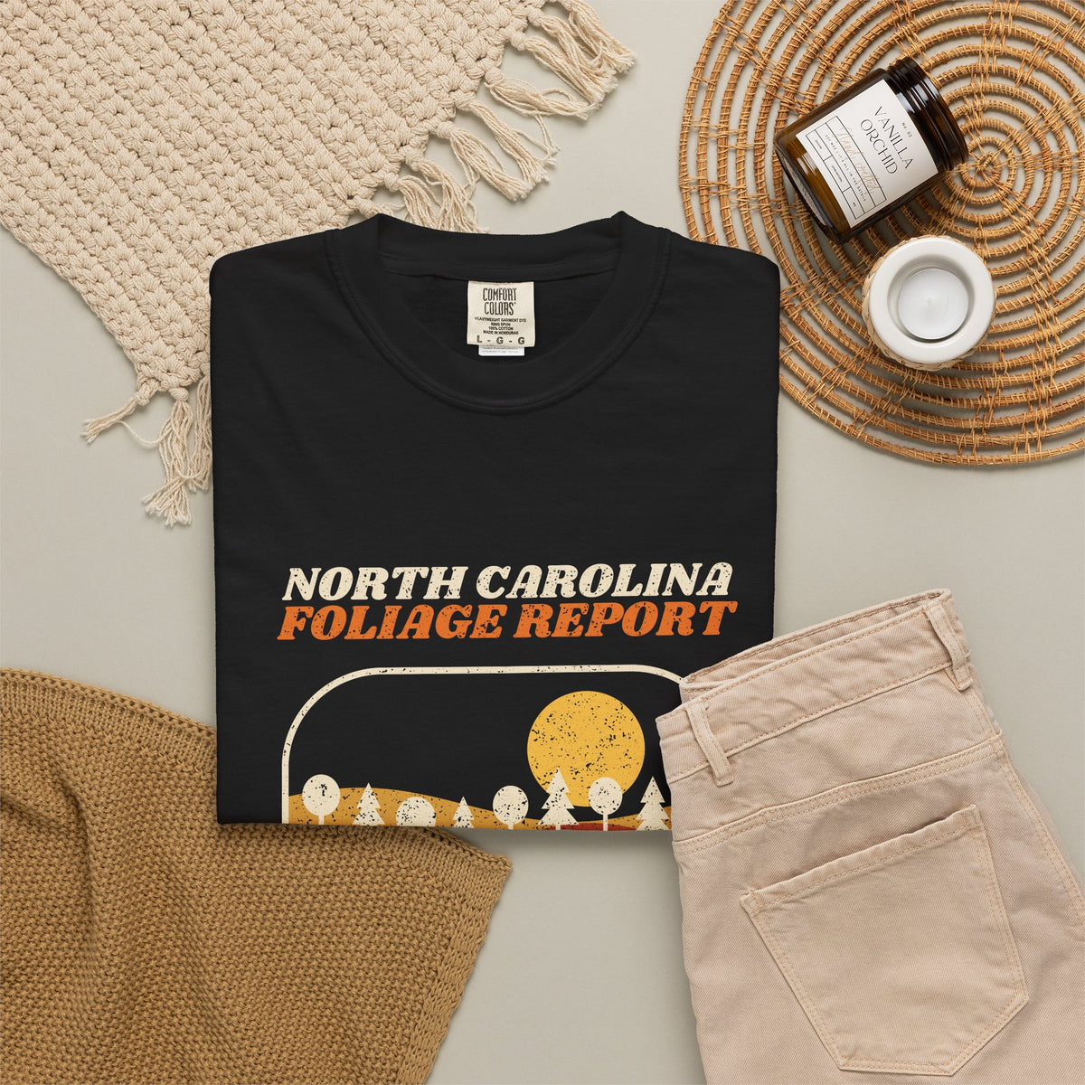 North Carolina Foliage Report Retro Landscape T-Shirt