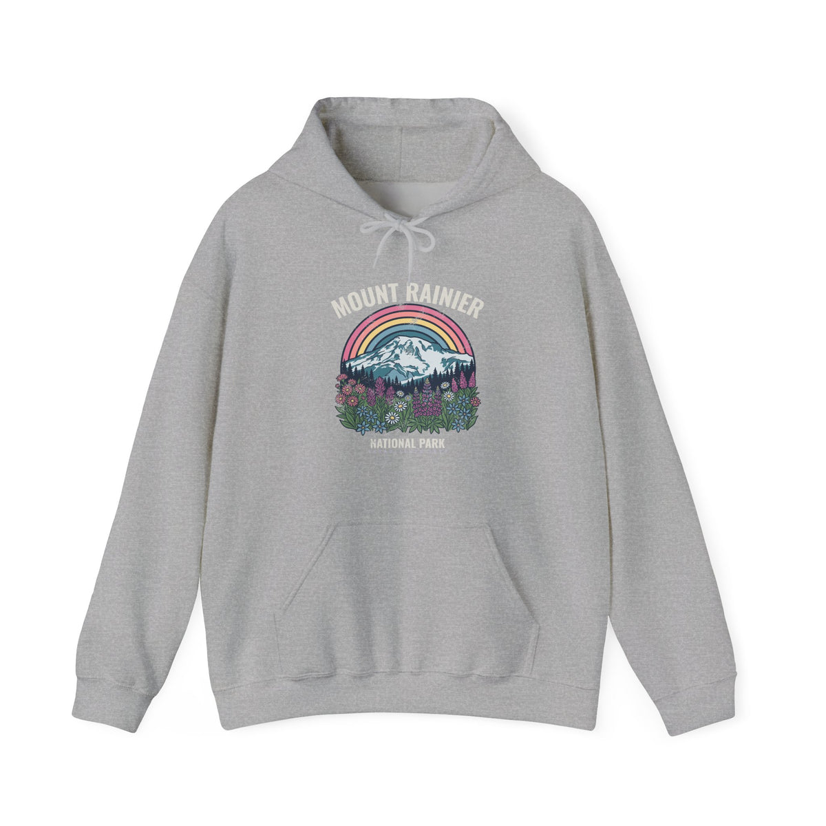 Mount Rainier National Park Wildflower Sunset Hoodie