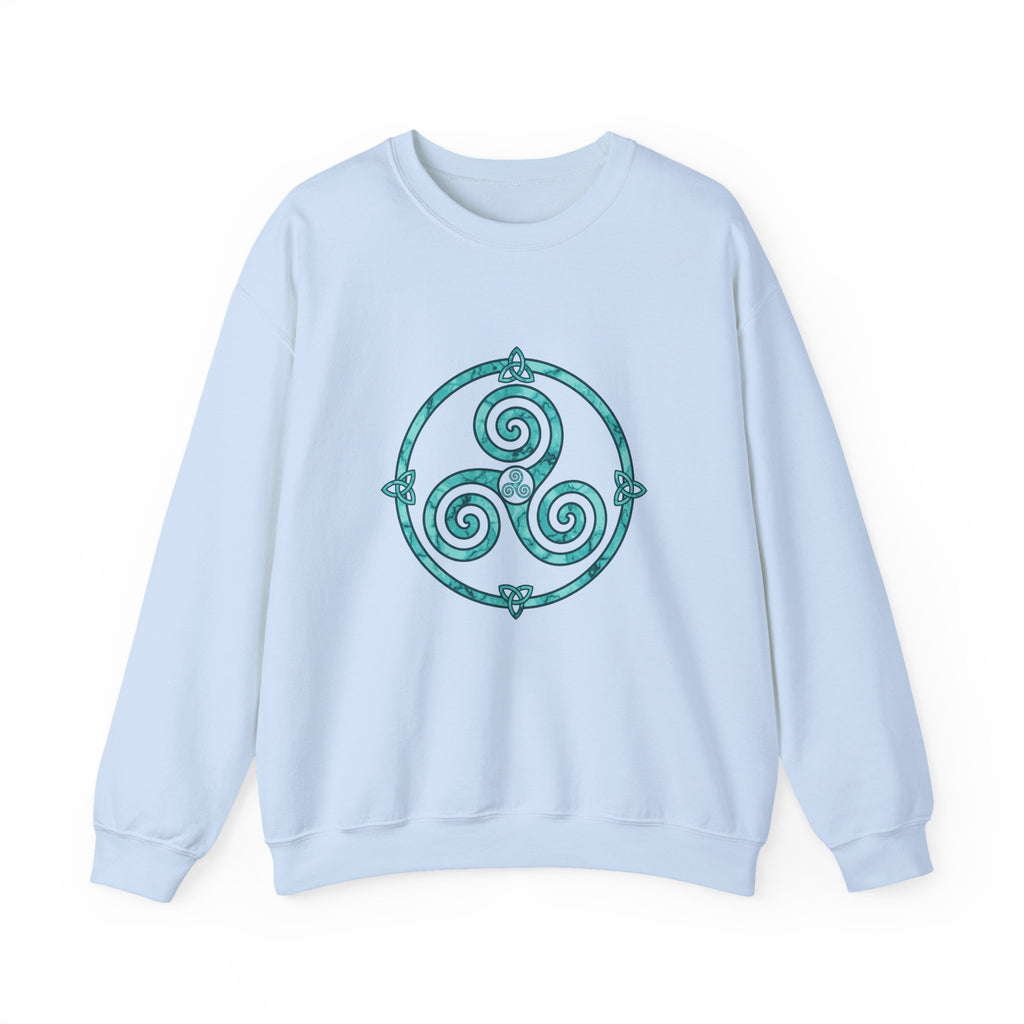 Celtic Triskele Spiral Trinity Knot Turquoise Crewneck Sweatshirt