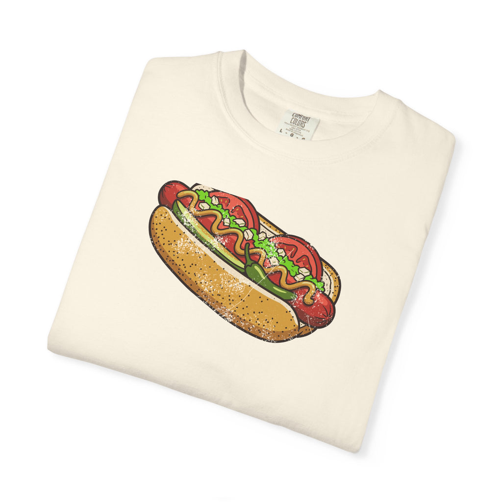 Chicago Style Hot Dog Retro Food Illustration T-Shirt