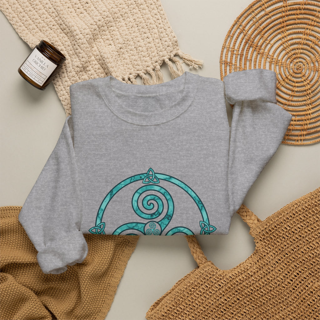 Celtic Triskele Spiral Trinity Knot Turquoise Crewneck Sweatshirt