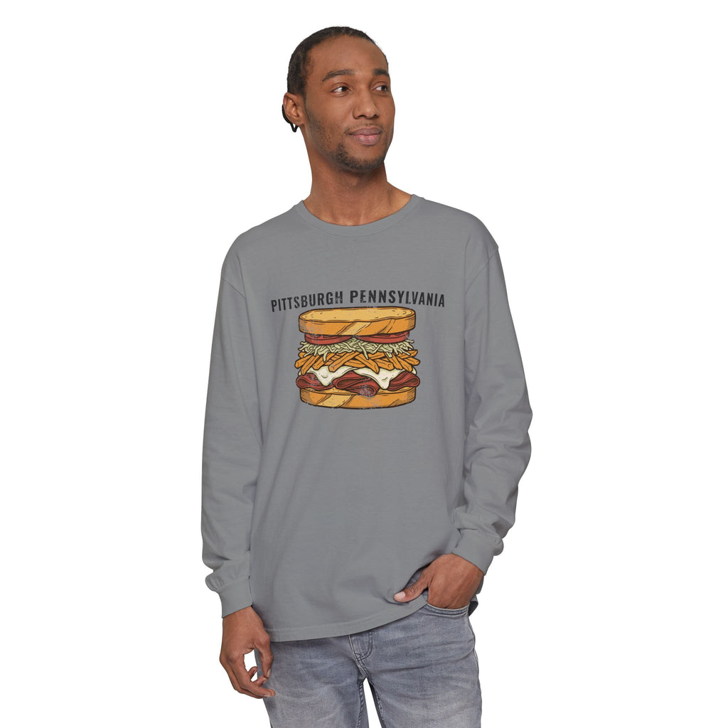 Pittsburgh Fries and Slaw Sandwich Food Illustration Long Sleeve Tee