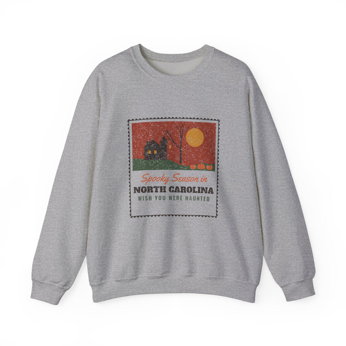 Spooky Season in North Carolina Haunted Postcard Crewneck Sweatshirt