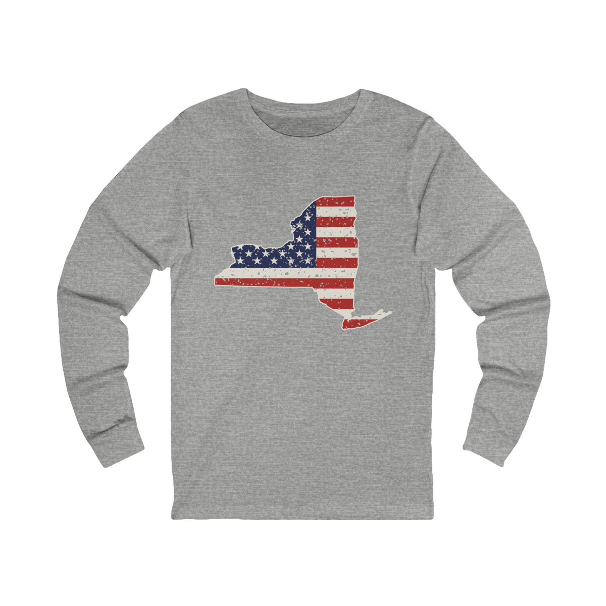 New York American Flag Map Long Sleeve Tee