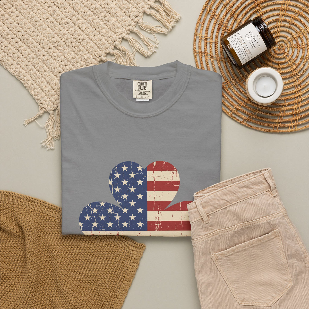 Irish American Flag Shamrock Distressed Vintage T-Shirt