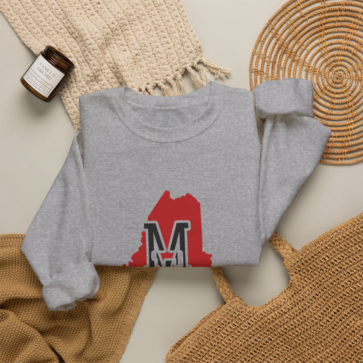Maine Varsity Monogram Map Crewneck Sweatshirt