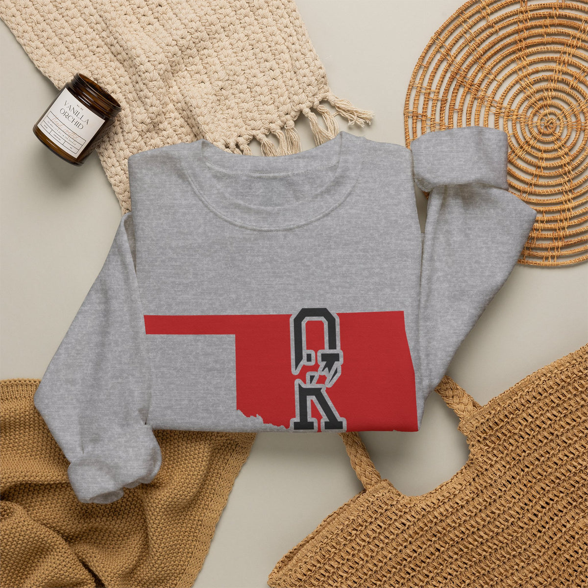 Oklahoma Varsity Monogram Map Crewneck Sweatshirt