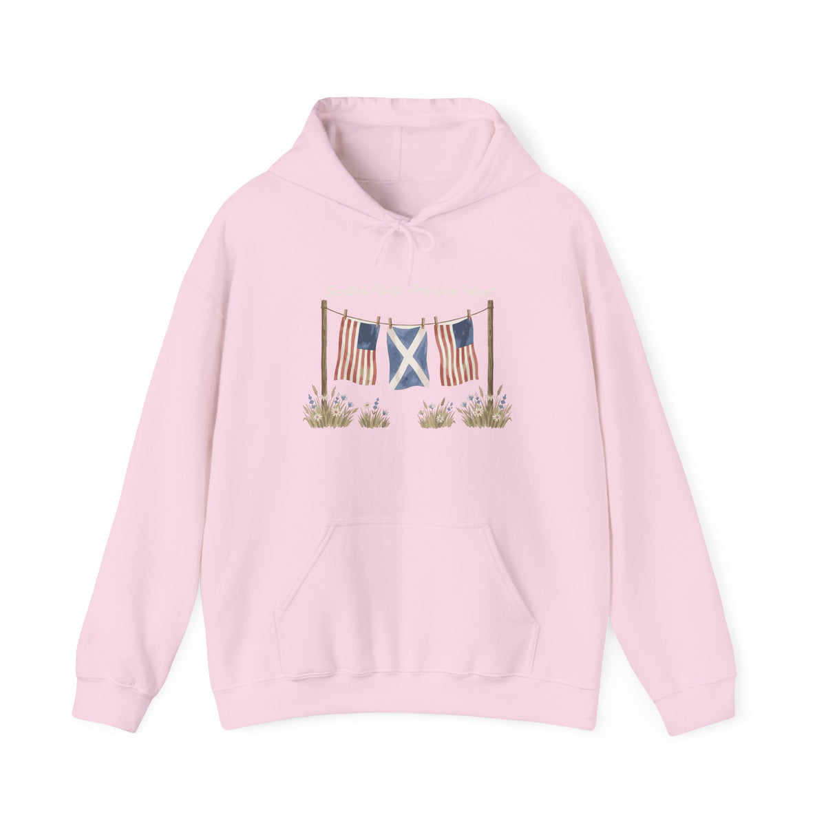 Scottish Roots American Heart Watercolor Flags Hoodie