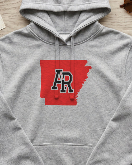 Arkansas Varsity Monogram Map Hoodie (close-up)