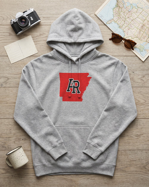 Arkansas Varsity Monogram Map Hoodie (photo)