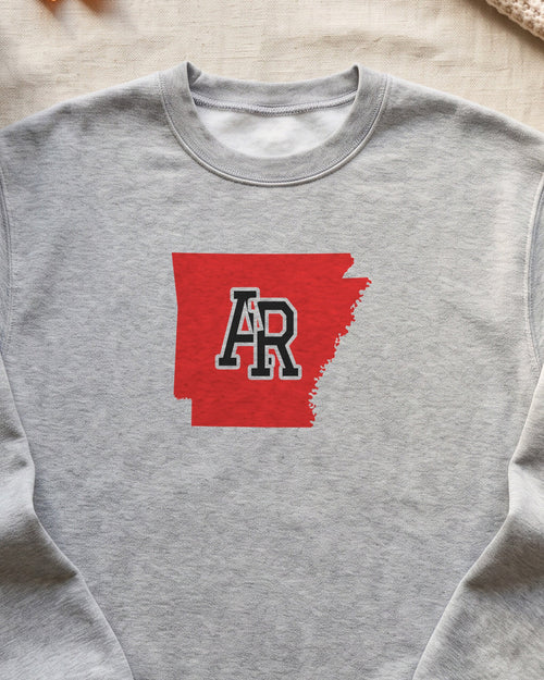 Arkansas Varsity Monogram Map Crewneck Sweatshirt (close-up)