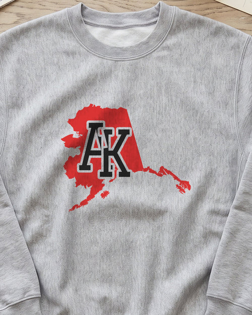 Alaska Varsity Monogram Map Crewneck Sweatshirt (close-up)