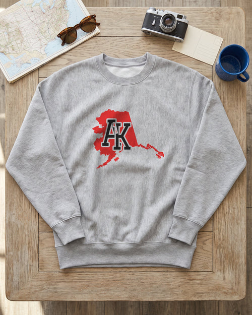 Alaska Varsity Monogram Map Crewneck Sweatshirt (photo)