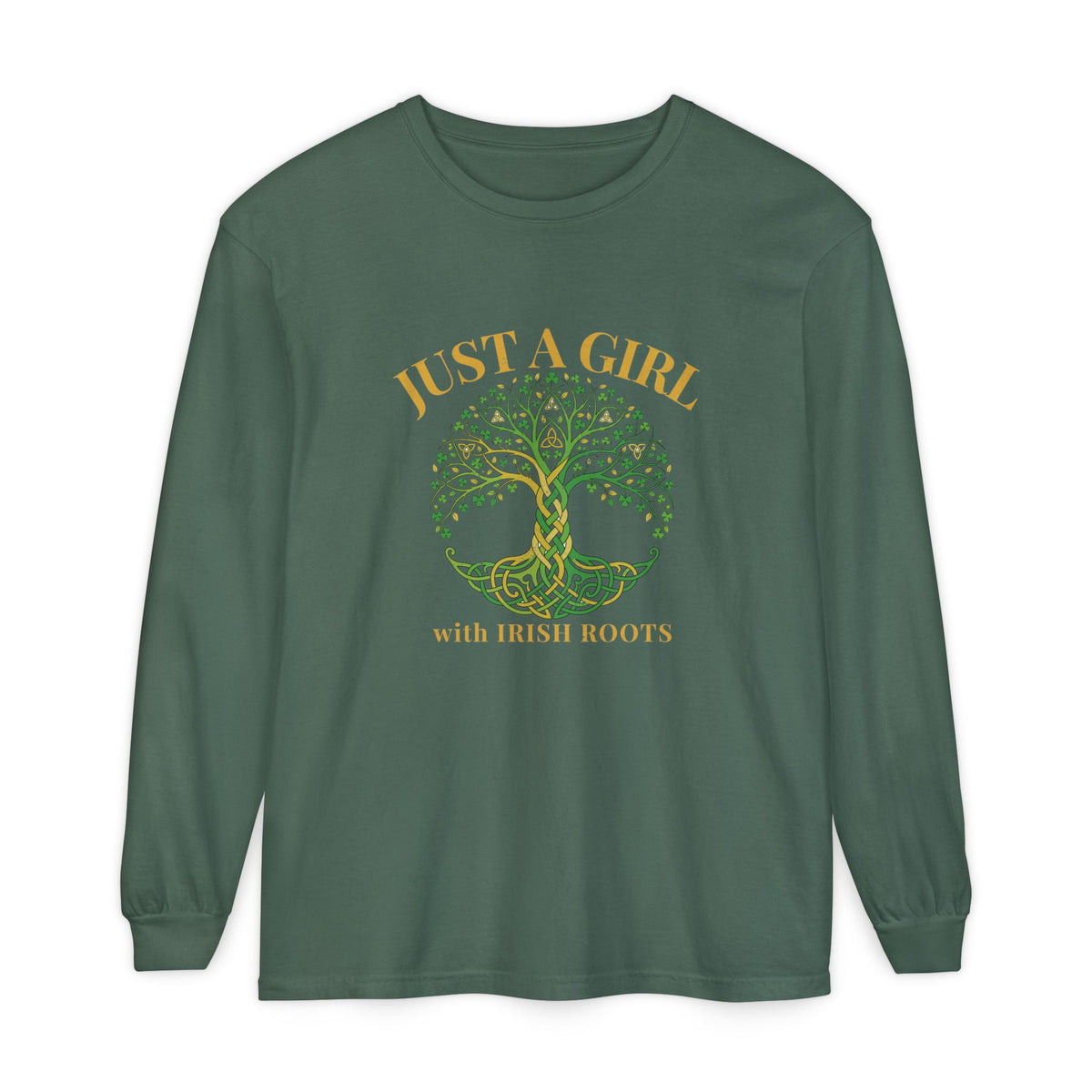 Just a Girl With Irish Roots Tree of Life Long Sleeve Tee