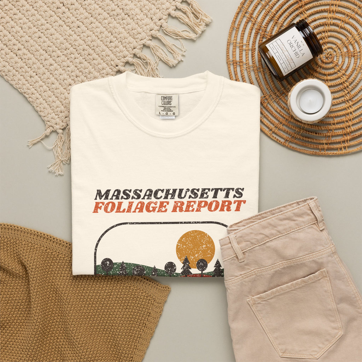 Massachusetts Foliage Report Retro Landscape T-Shirt