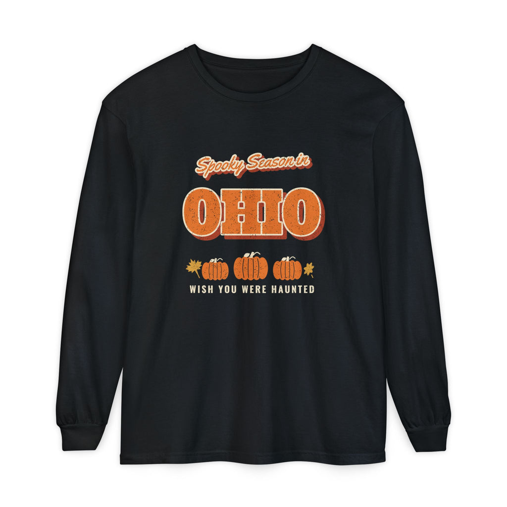 Spooky Season in Ohio Vintage Postcard Long Sleeve Tee