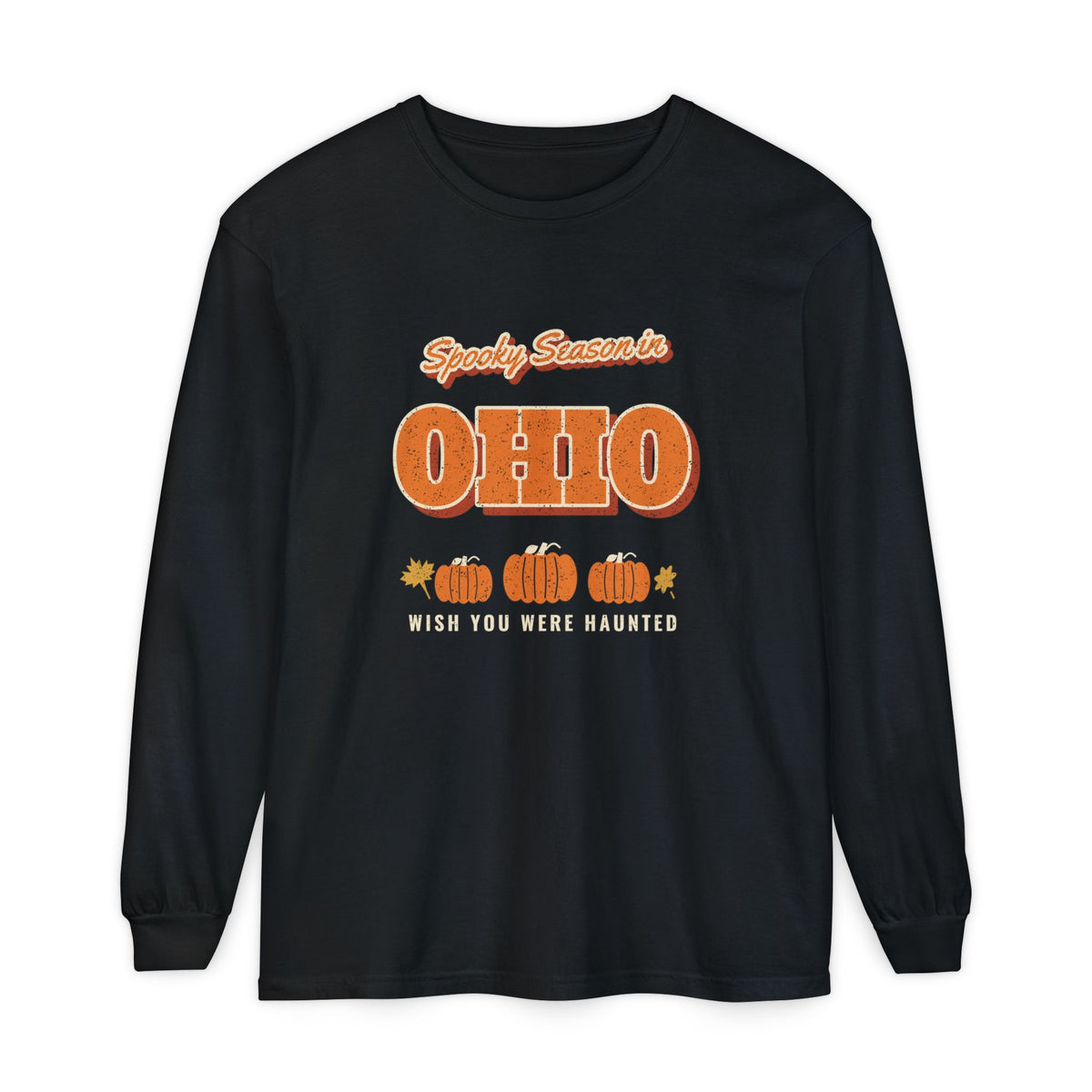 Spooky Season in Ohio Vintage Postcard Long Sleeve Tee