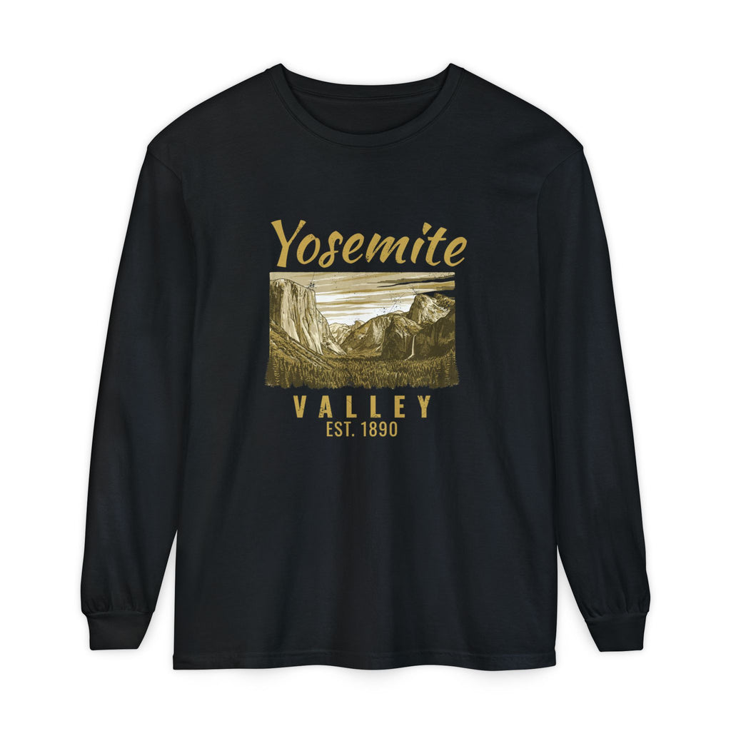 Yosemite Valley Est 1890 Granite Cliffs Engraving Long Sleeve Tee