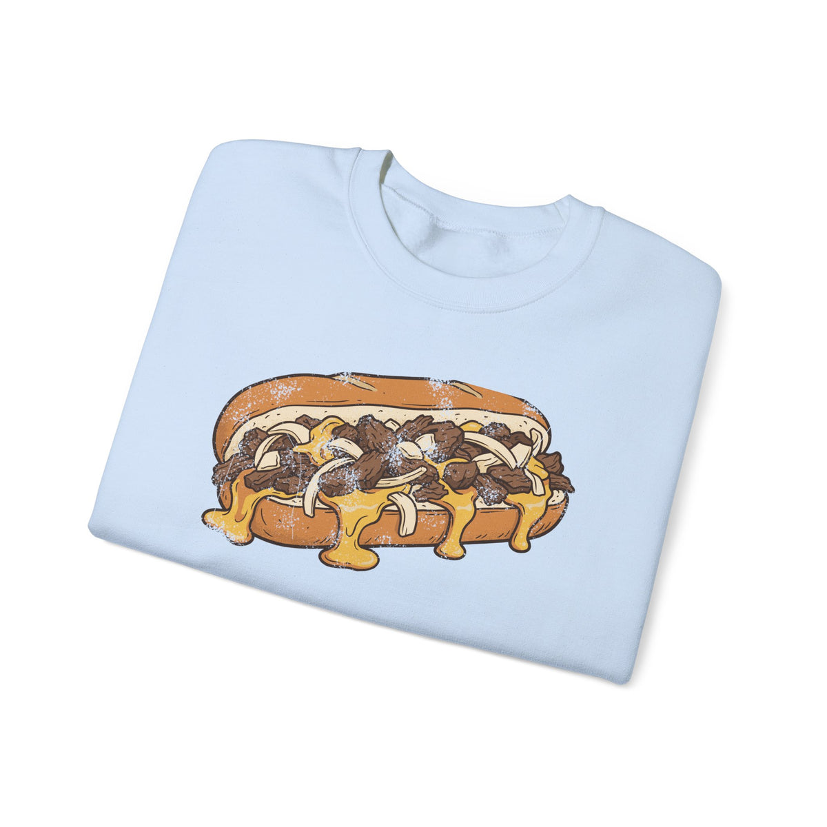 Philly Cheesesteak Retro Food Illustration Crewneck Sweatshirt