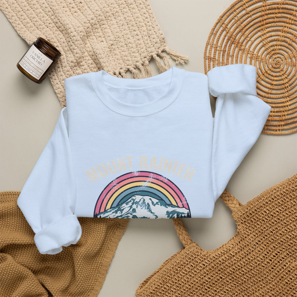 Mount Rainier National Park Wildflower Sunset Crewneck Sweatshirt