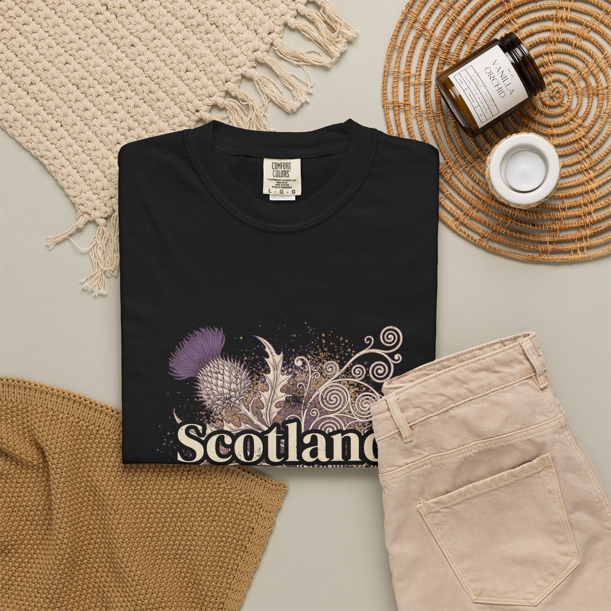 Scotland Thistle Celtic Scroll Paint Splatter T-Shirt