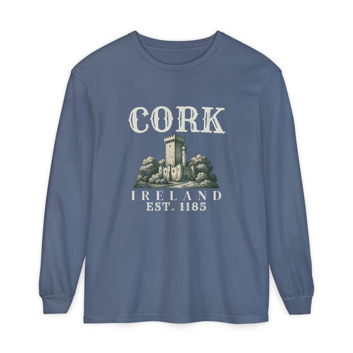 Cork Ireland Est 1185 Castle Sketch Long Sleeve Tee