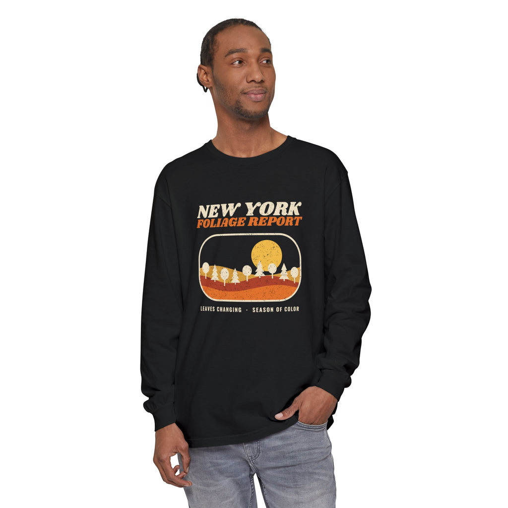 New York Foliage Report Retro Landscape Long Sleeve Tee