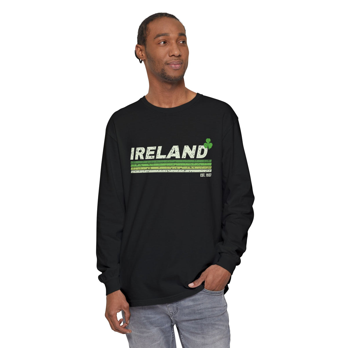 Ireland Est 1937 Retro Stripes Long Sleeve Tee