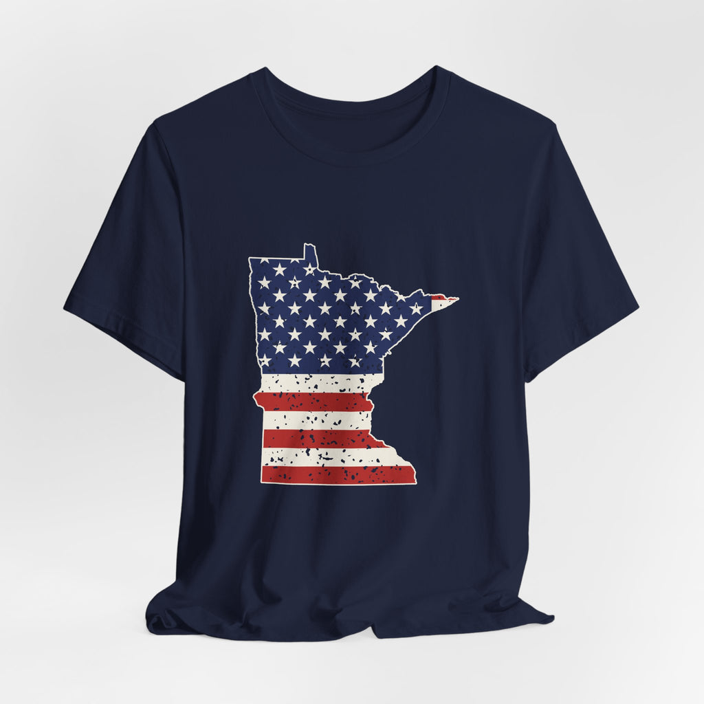 Minnesota American Flag Map T-Shirt