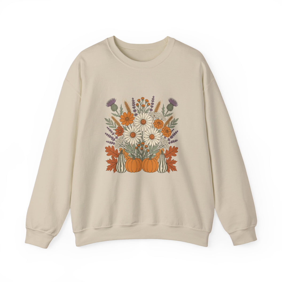 Fall Wildflower Bouquet Daisies and Thistles Crewneck Sweatshirt