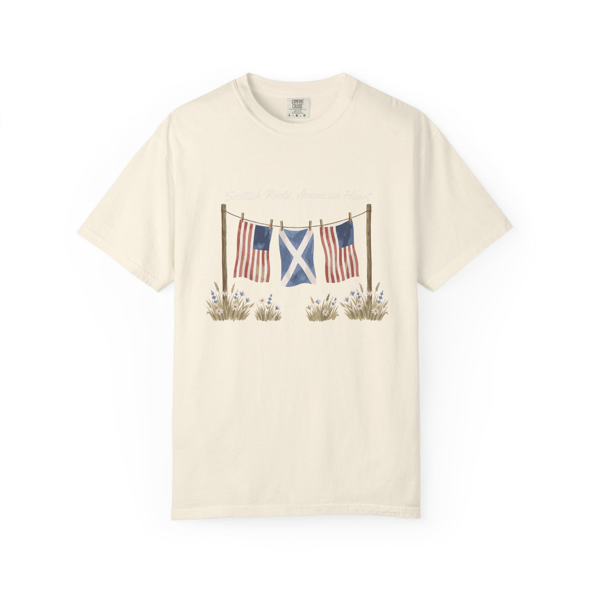 Scottish Roots American Heart Watercolor Flags T-Shirt