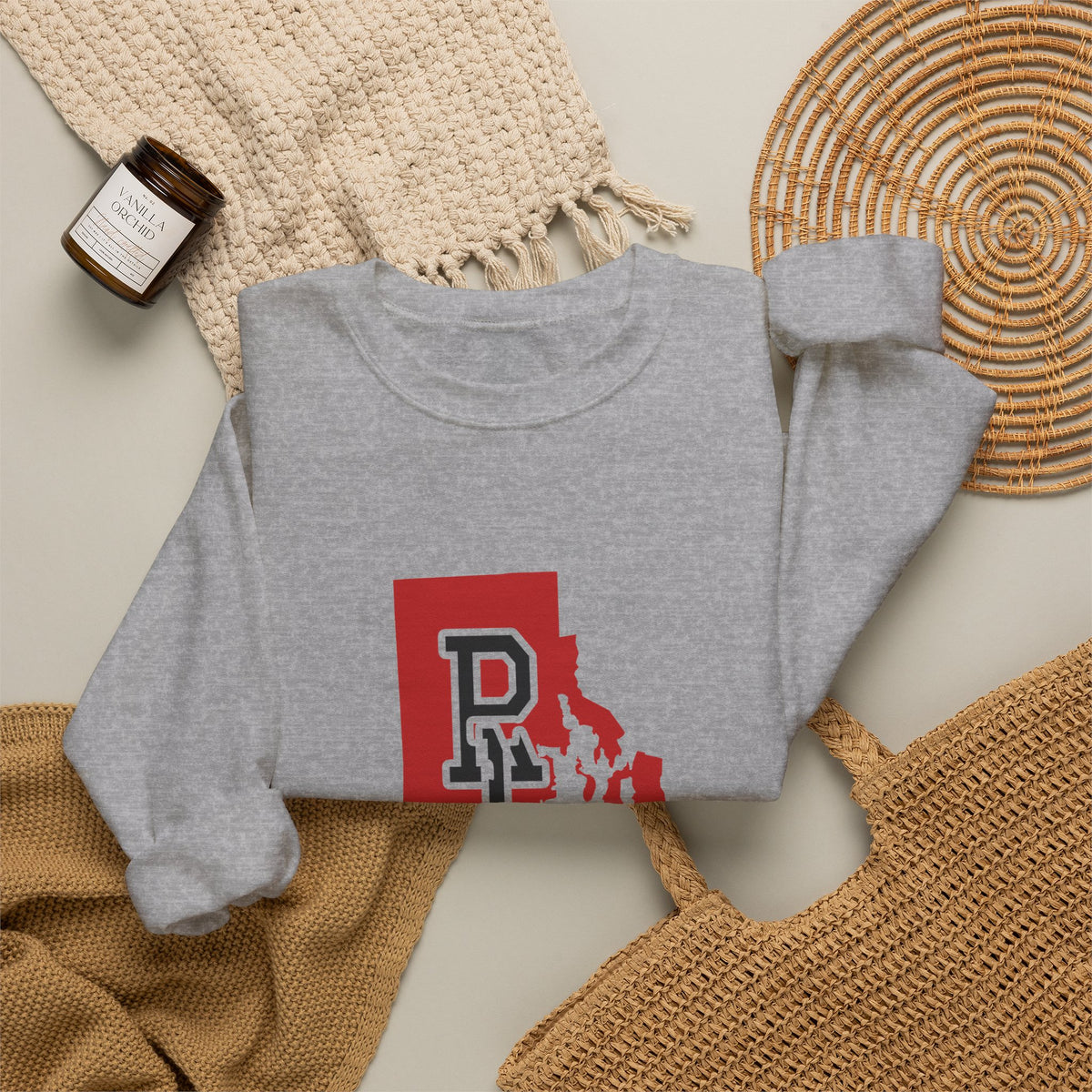 Rhode Island Varsity Monogram Map Crewneck Sweatshirt