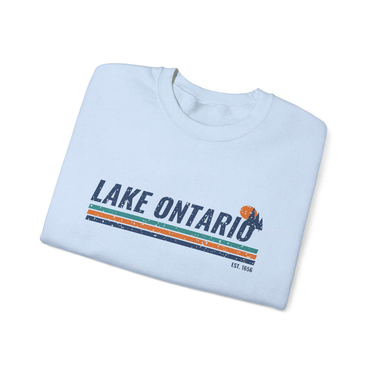 Lake Ontario Est 1656 Retro Stripe Crewneck Sweatshirt
