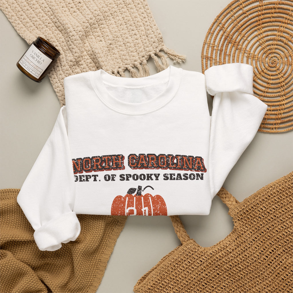 North Carolina Dept. of Spooky Season Varsity Crewneck Sweatshirt