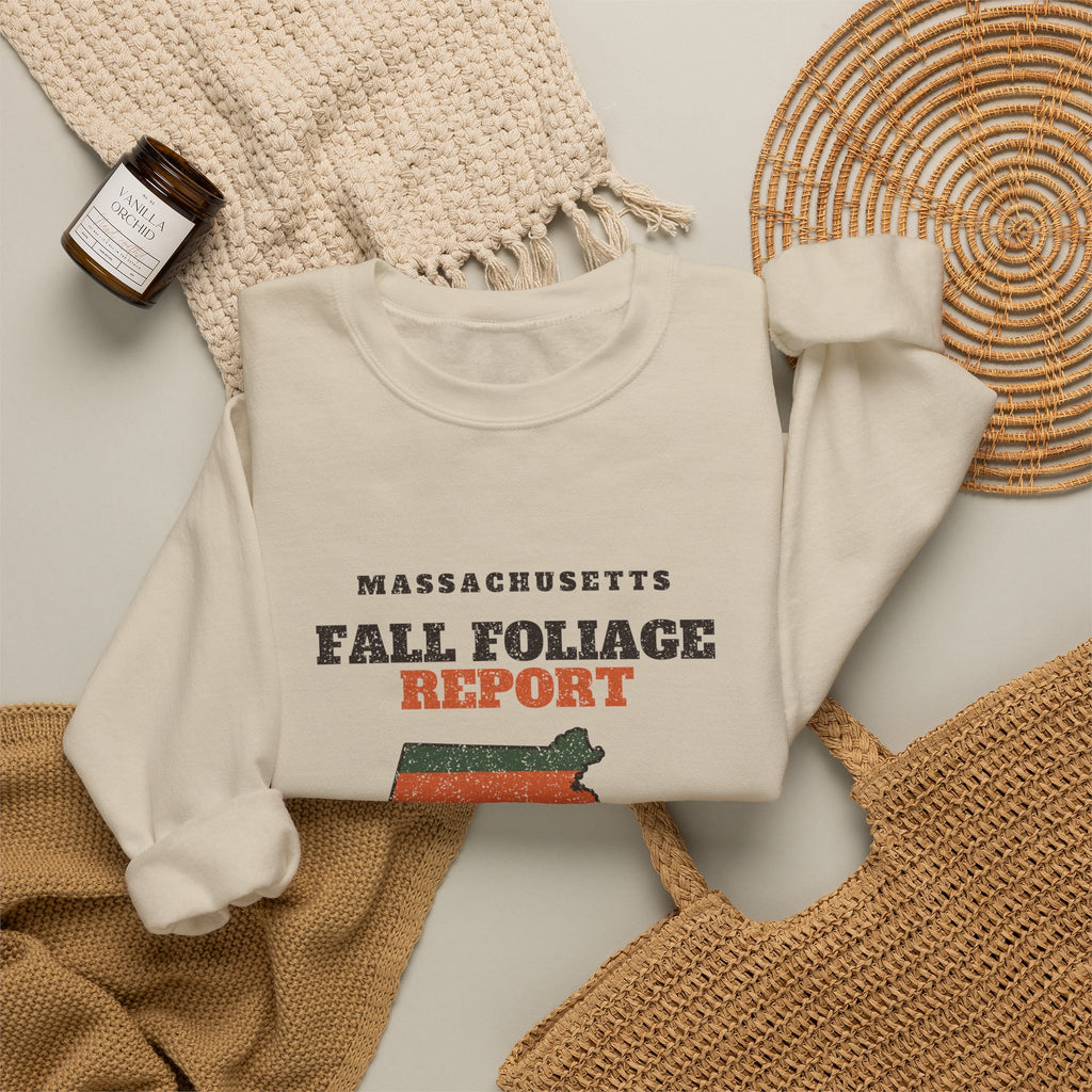 Massachusetts Fall Foliage Report Map Crewneck Sweatshirt
