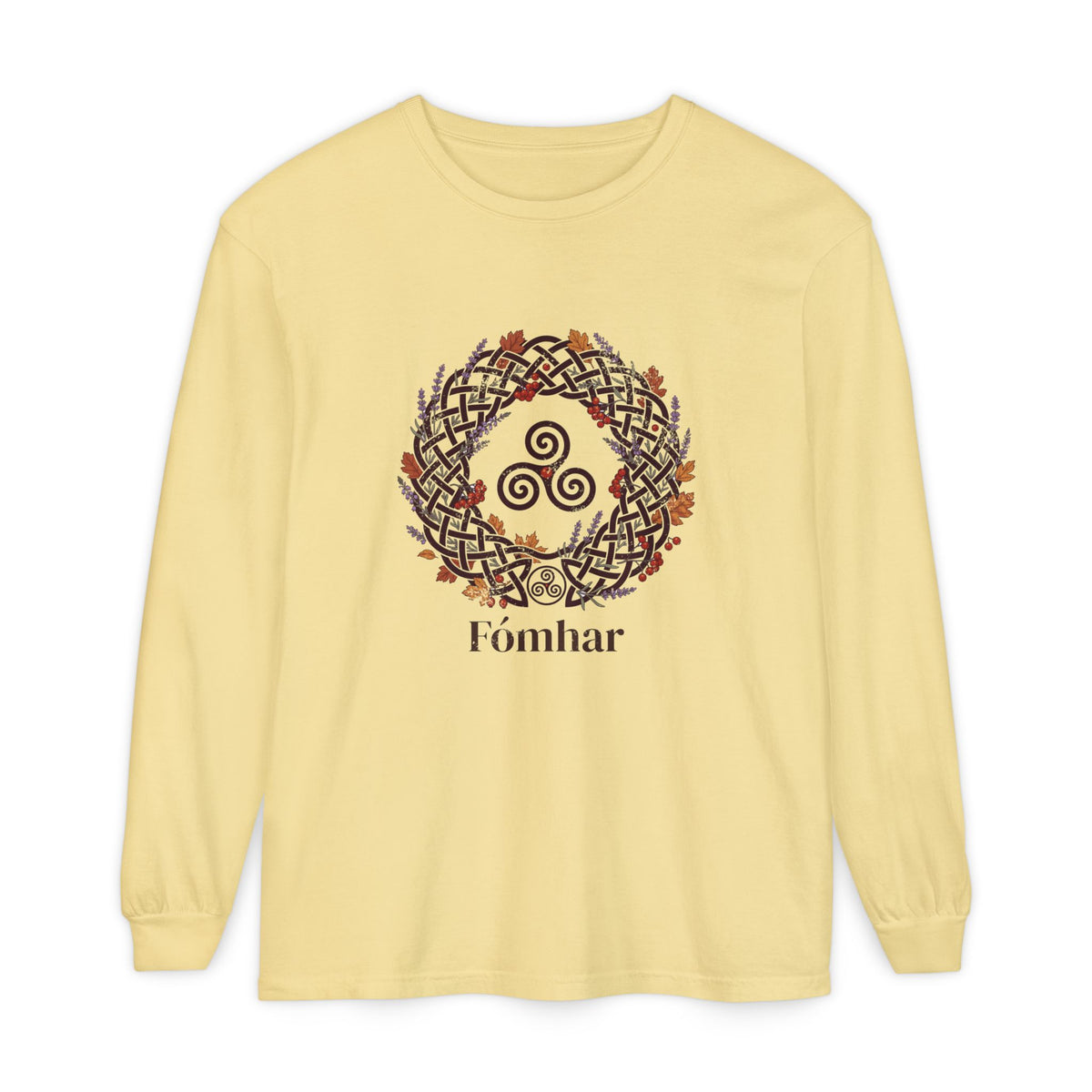 Fómhar Celtic Triskele Autumn Wreath Long Sleeve Tee