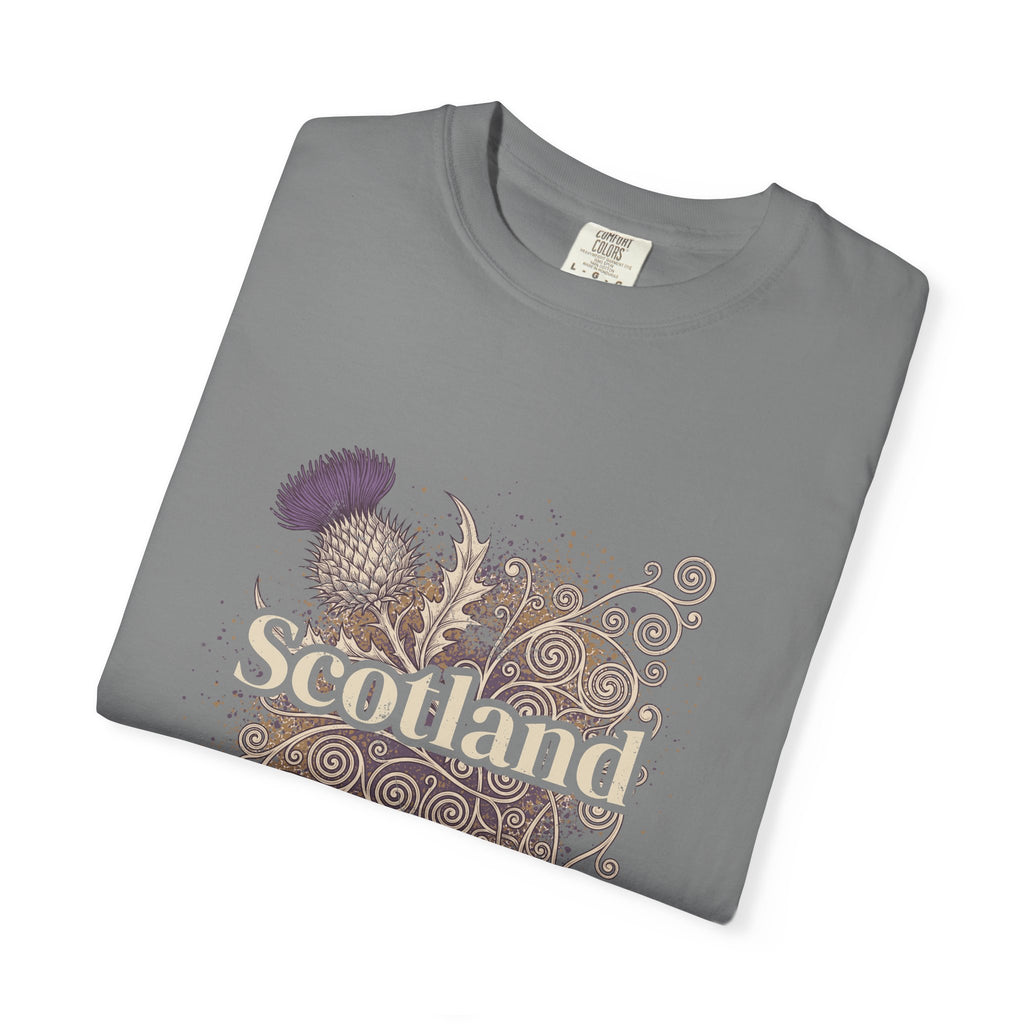Scotland Thistle Celtic Scroll Paint Splatter T-Shirt
