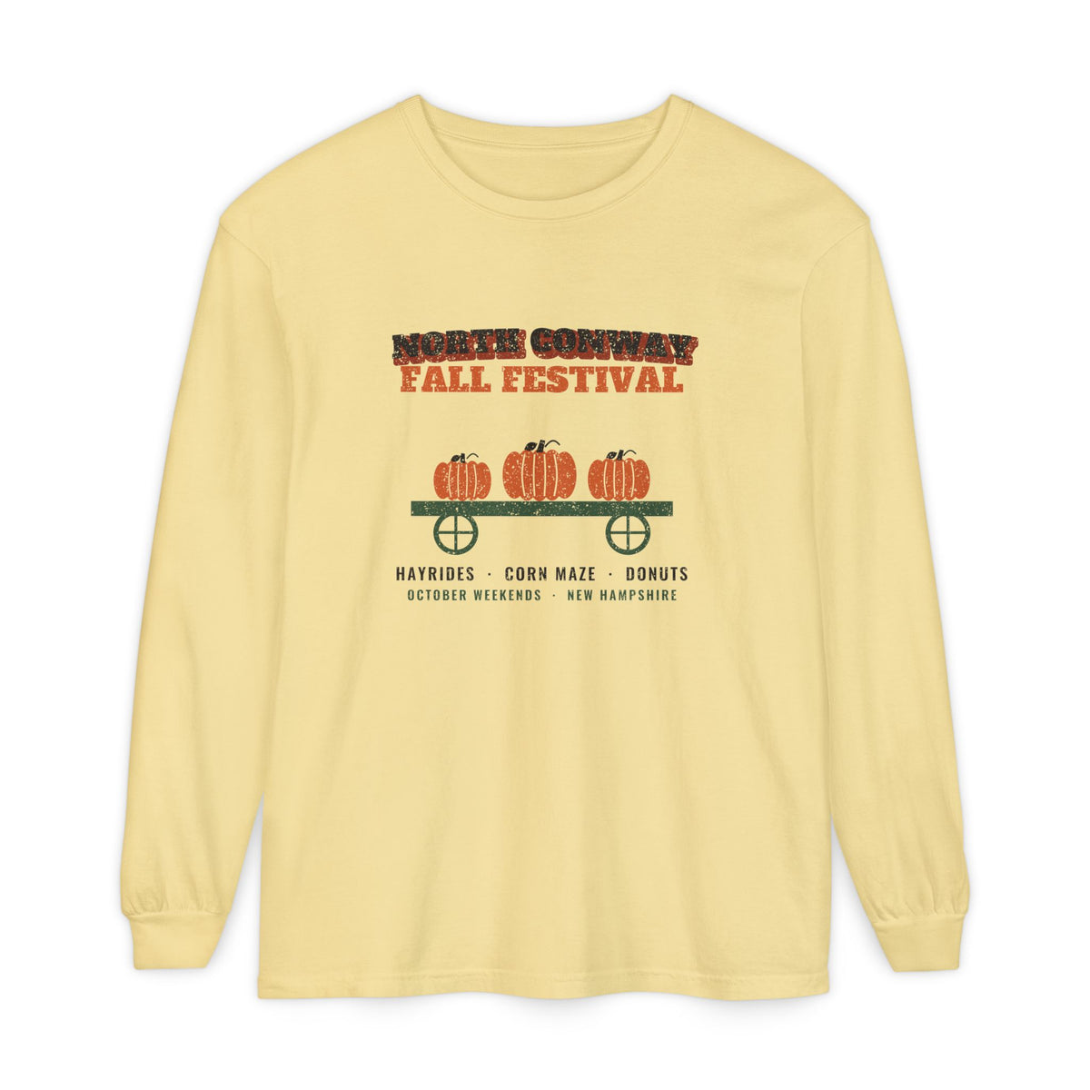North Conway New Hampshire Fall Festival Hay Wagon Long Sleeve Tee